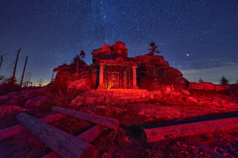 Gemeinde Neureichenau Landkreis Freyung-Grafenau Dreisesselberg Bischof Neumann Kapelle Lightpainting (Dirschl Johann) Deutschland FRG